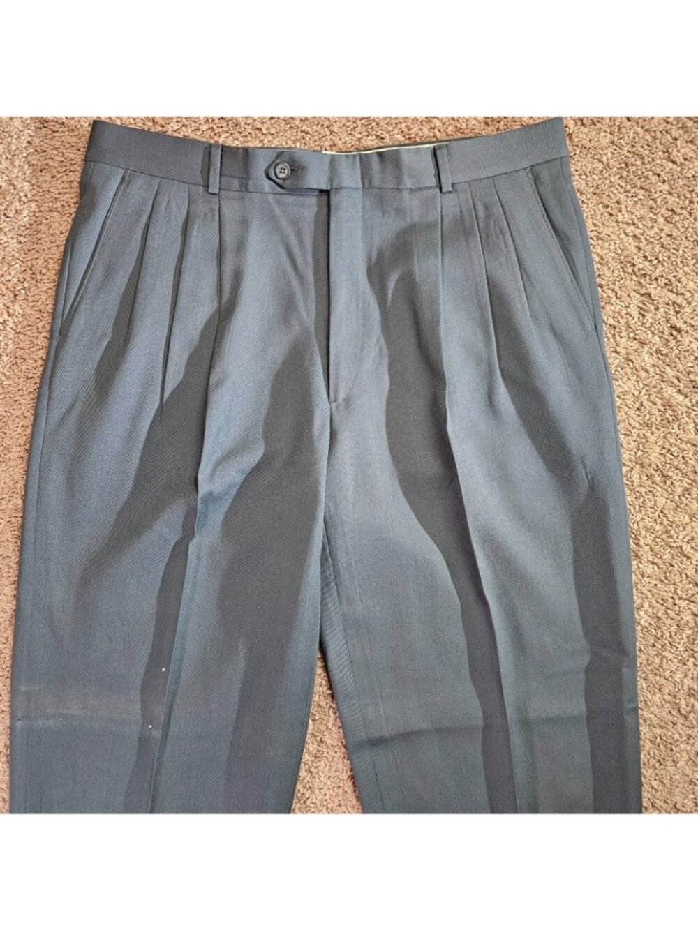READ Vtg Givenchy Monsieur Pleated Dress Pants Mens 35R Gray 31" Inseam Cuffed - Picture 3 of 13